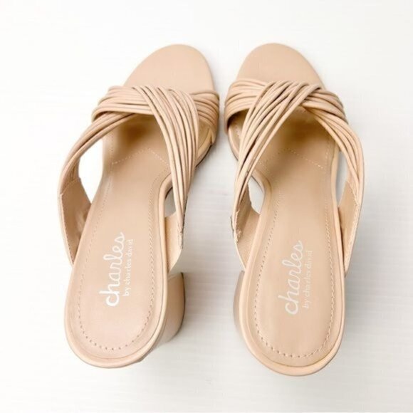 Charles David Sandals womens size 9 Razzle beige leather block heel - Picture 7 of 11